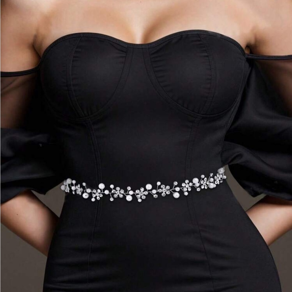 Crystal Rhinestone and Pearl Beaded Bridal Sash/Belt NEW 🏷️